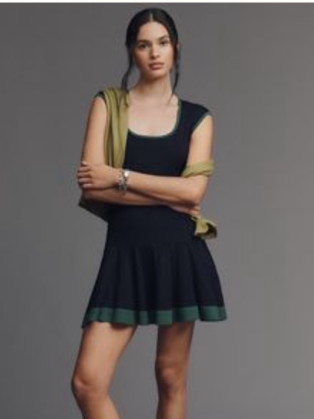 Maeve Multicolor Striped Ribbed Fit & Flare Mini Dress